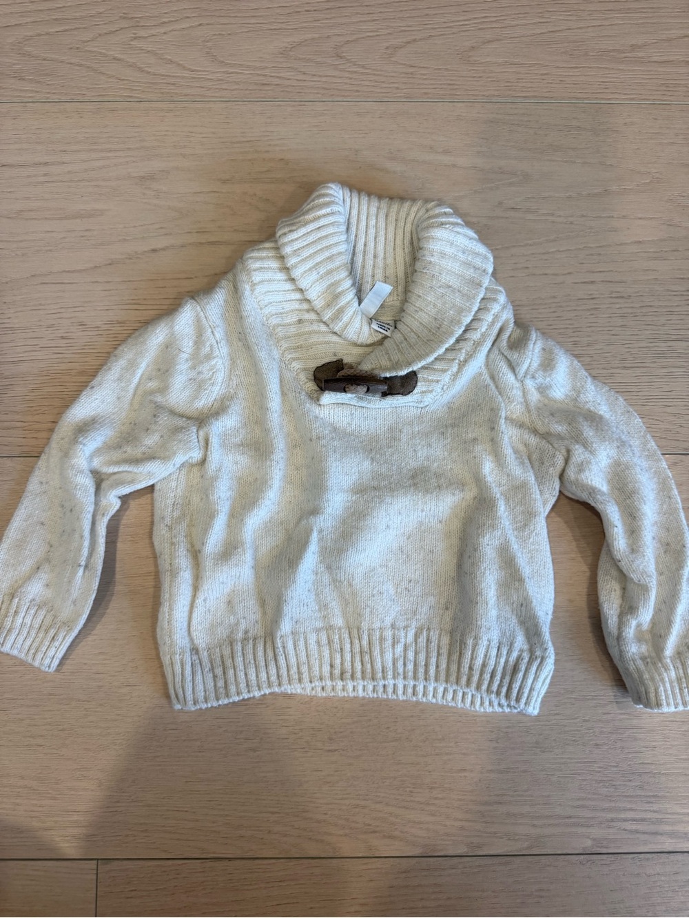 Janie and Jack Cream Shawl Collar Toggle Pullover Sweater | 6-12 months